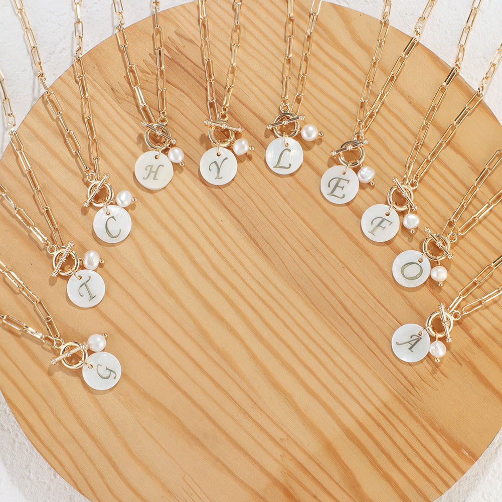 Toggle clasp initial pendant necklace