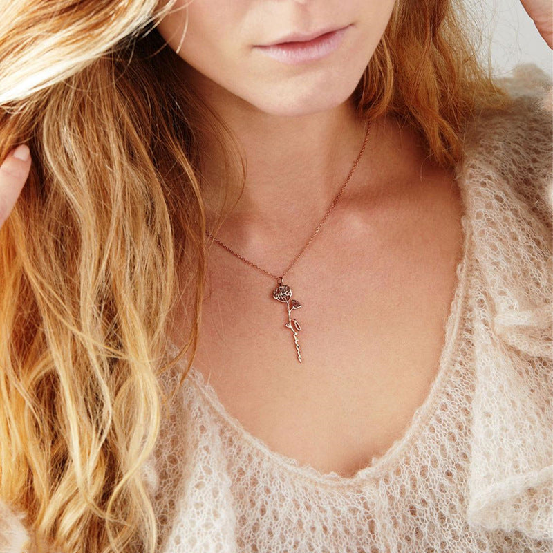 Custom name birth month flower Necklace